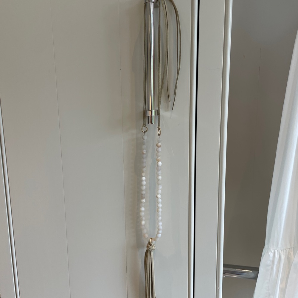 White Beaded Tassel Necklace